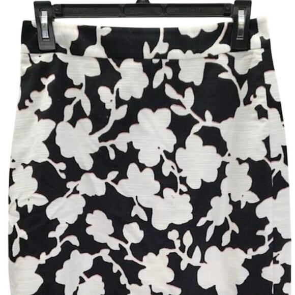 KATE SPADE New York Black Ivory Floral Print Knee Length Pencil Skirt Women's 4 - Picture 3 of 7